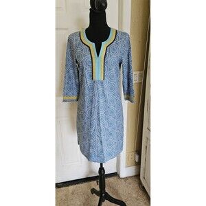 Boden Women's Tunic Dress Size US 4 Blue 3/4 sleeve Cover Up